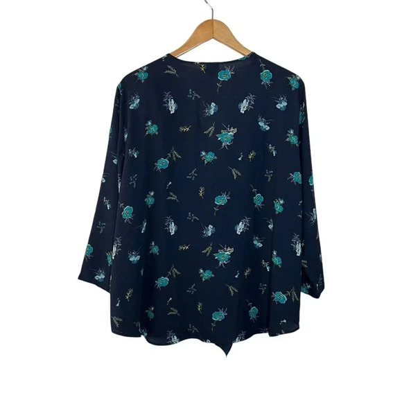 Van Heusen Blouse Floral Plus Size XXL Chiffon Ruffle Thin Lightweight Work - Picture 2 of 4